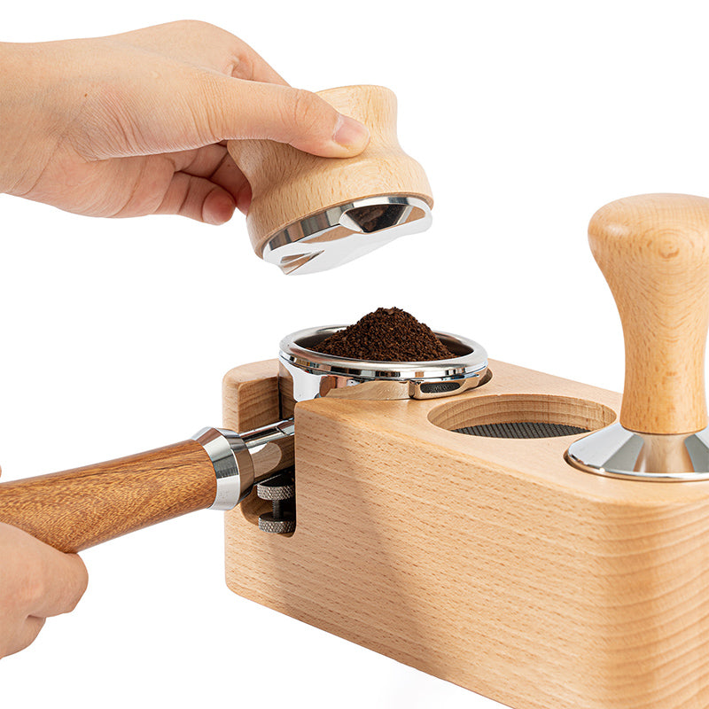 Wooden Coffee Press Tamping Station