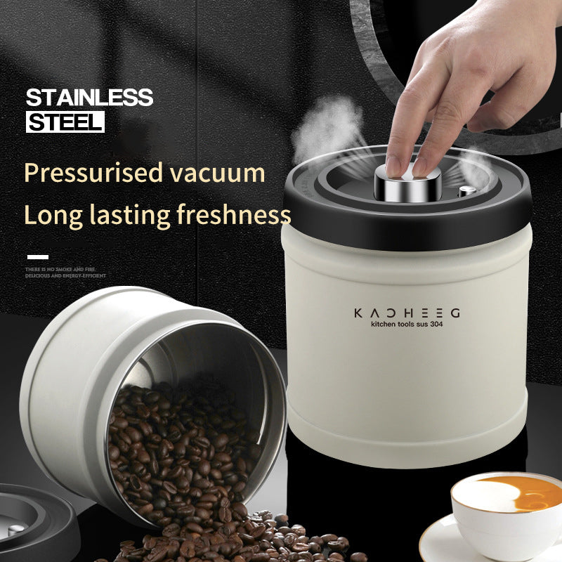 Sealed Can Press Vacuum Coffee Bean Fresh Tea Can 304 Stainless Steel Storage Tank For Dried Fruits And Cereals