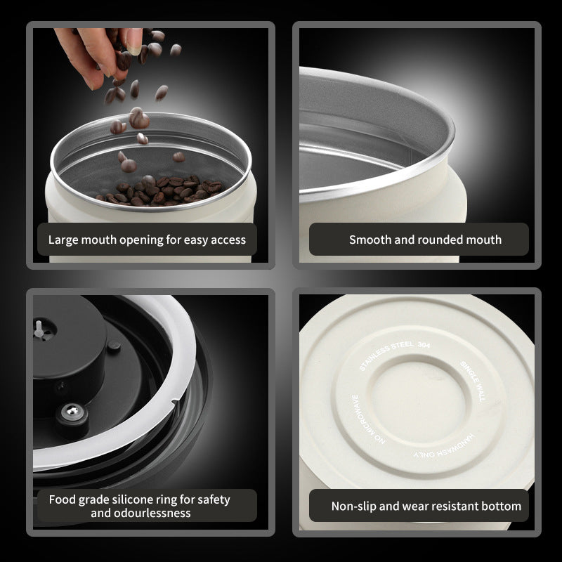 Sealed Can Press Vacuum Coffee Bean Fresh Tea Can 304 Stainless Steel Storage Tank For Dried Fruits And Cereals