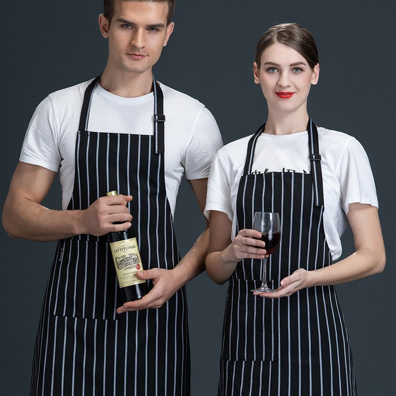 Black And White Stripe Cotton Apron