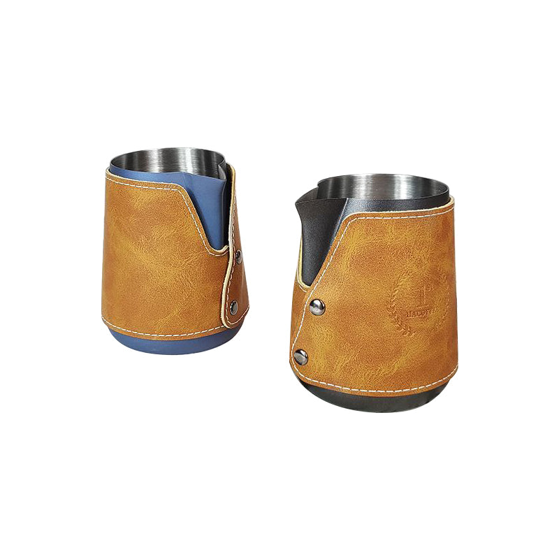 Stainless Steel Figured Cup Milk Foam Cup With Leather Cover 450ML