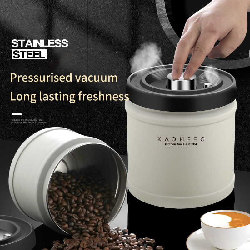 Sealed Can Press Vacuum Coffee Bean Fresh Tea Can 304 Stainless Steel Storage Tank For Dried Fruits And Cereals
