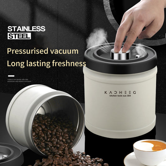 Sealed Can Press Vacuum Coffee Bean Fresh Tea Can 304 Stainless Steel Storage Tank For Dried Fruits And Cereals