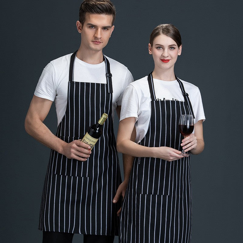 Black And White Stripe Cotton Apron