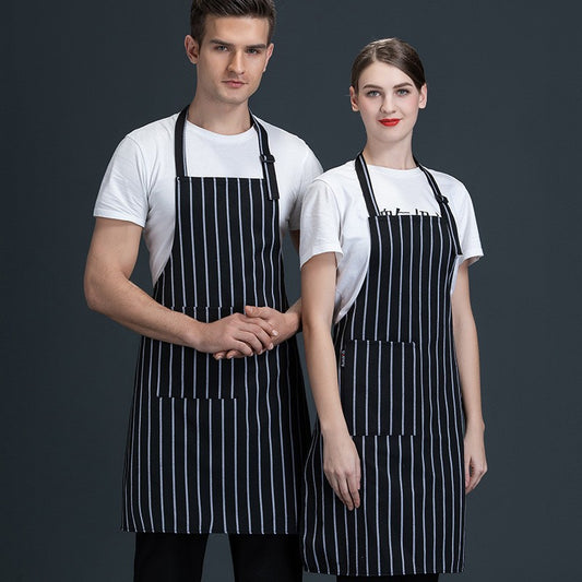 Black And White Stripe Cotton Apron