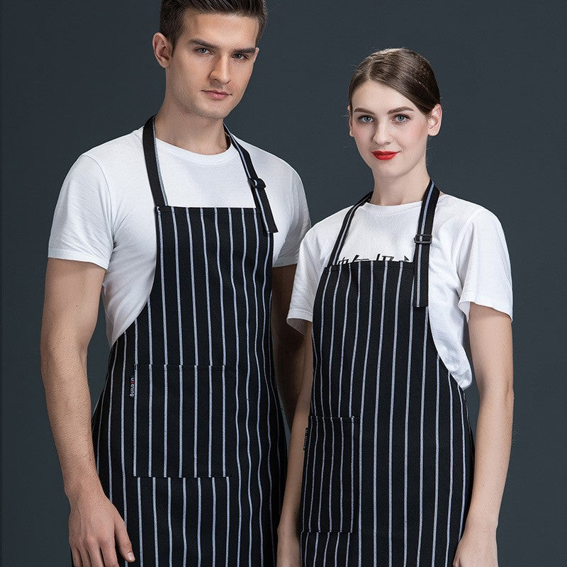 Black And White Stripe Cotton Apron